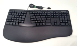 Microsoft LXM-00001 Model 1878 Wired USB 2.0 Ergonomic Keyboard Black Tested - £33.89 GBP