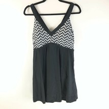 Swimsuits for All Swim Dress One Piece Molded Cups Geometric Black White 14 - £30.84 GBP
