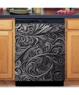 Floral Vine Pattern Dishwasher Magnet Cover, Black/Dark Gray - 26x23" - $27.67