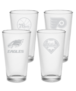 SET Philadelphia Teams Eagles Flyers Phillies Sixers Custom Pint Beer Gl... - $1,209.78 MXN