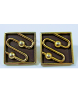 Vintage Mid-Century Swank Atomic Gold and Black Square Cufflinks - $2,427.36 MXN