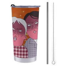 Mondxflaur Two Face Steel Thermal Mug Thermos with Straw for Coffee - £16.77 GBP