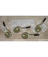 Vintage Retro &#39;Wooden&#39; Tennis Rackets with Net Cake Toppers Large 5&quot; - $9.50