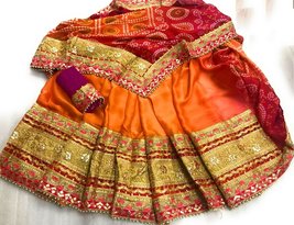 Orange Moss chiffon party wear gotta patti work designer bandhni saree f... - £55.14 GBP