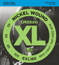 D&#39;Addario EXL165 Bass Guitar Strings, Custom Light, 45-105, Long Scale - £31.78 GBP