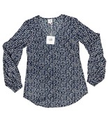 CAbi Blue White Purple Love Amore Balloon Sleeve Te Amo Blouse size XS N... - $37.42