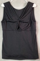 Free People Tank Top Womens Large Black Rayon Sleeveless Round Neck Knot Front - £17.30 GBP