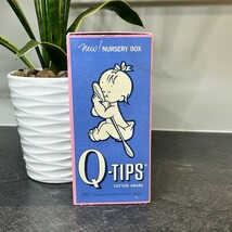 Vintage Q Tips Cotton Swabs USA Prop Novelty Collectible Box Only - $8.99