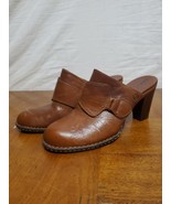 BORN Clogs Mules Brown Bronze Leather Slip On Stacked Heels Size 11 / 43 - £14.48 GBP