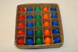 Vintage Box of 25 C9 Holiday Christmas Light Bulbs Blue Green Red Orange - £14.11 GBP