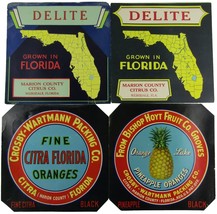 Lot of 4 Florida Delite Citrus 1950 Marion County Citrus Co. Crate Label... - £6.95 GBP