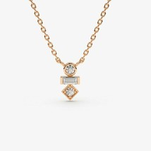 0.17CT &amp; Baguette Mix Simulated Diamond Mini Pendant Necklace 14k Rose Gold Over - £51.54 GBP