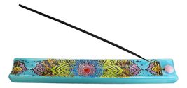 Ceramic Turquoise Blue Mandala Flowers Life Beauty and Renewal Incense H... - $15.49