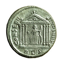 Roman Coin Maxentius Follis AE24mm Head / Hexastyle Temple Roma 03969 - £28.12 GBP