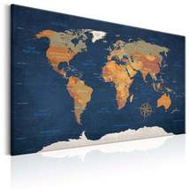 Tiptophomedecor Stretched Canvas World Map Art - World Map: Ink Oceans - Stretch - £63.26 GBP+