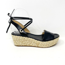 MICHAEL Michael Kors Womens Black Leather Ankle Wrap Wedge Heel Sandals,... - $27.67