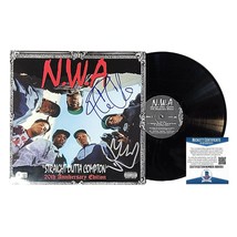 Ice Cube DJ Yella Signed NWA Straight Outta Compton Vinyl Beckett Rap Hip Hop - £939.56 GBP