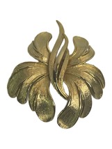 Vintage Abstract Spray Flower Floral Gold Tone Lapel Pin Brooch Textured... - £12.85 GBP