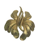 Vintage Abstract Spray Flower Floral Gold Tone Lapel Pin Brooch Textured... - $16.13