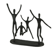 Scratch &amp; Dent Cast Iron Happy Familly of Four Jumping for Joy Sculpture - £15.44 GBP