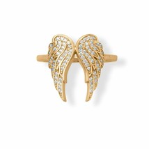 2.20Ct Created Diamonds Angel Wings Ring Men/ Women Wide Band 16K Yellow Gold Fn - £97.27 GBP
