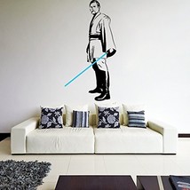 (37'' x 71'') Star Wars Vinyl Wall Decal / Obi Wan Kenobi with Blue Lightsaber D - £55.09 GBP