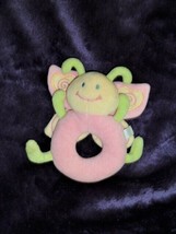 KOALA BABY Butterfly ring rattle Pink Yellow Green vintage - 5"H - $9.89