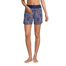 Lands End Women&#39;s 5&quot; Quick Dry Swim Shorts with Panty Paisley Navy Blue 8 - £23.09 GBP