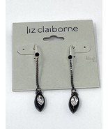NIP  Liz Claiborne Sterling Silver Black and Rhinestone Dangle Earrings - $19.99 CAD