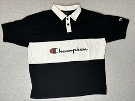 Champion Men's Powerblend Rugby Polo Short Sleeve Tee Shirt Black Size L... - $17.88