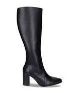 Womens high heel knee boots vegan pointed toe zipper made from black apple skin - £187.73 GBP