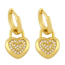 FA Small White Stone Heart Earrings For Women Cubic Zirconia Handcuff Drop Earri - £8.29 GBP