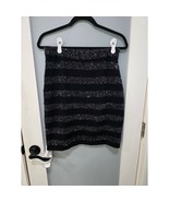 Sioni Black Sparkle Knit Skirt Size M | Stretch Striped Party Skirt 21&quot; ... - $24.00