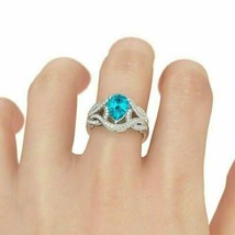 3Ct Pear Brilliant Cut Blue Topaz Solitaire Engagement Ring 14K White Gold Over - £90.19 GBP