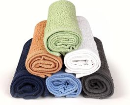 Pack of 24 Towel Set Cotton Wash Cloth Flannel Face Highly Absorbent Soft Towels - £31.45 GBP