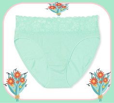 M  XL Mint Spring Green Cotton Victorias Secret High Leg LACE Waist Brief Pantie - £8.83 GBP