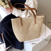 Summer Woven Shoulder Bag Women Beach Shoulder Bag Female Straw Handmade Large C - £35.64 GBP
