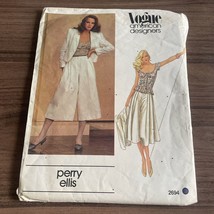 1970&#39;s VOGUE Misses&#39; Jacket, Culottes &amp; Top Perry Ellis Pattern 2694 Size 12 CUT - £19.18 GBP