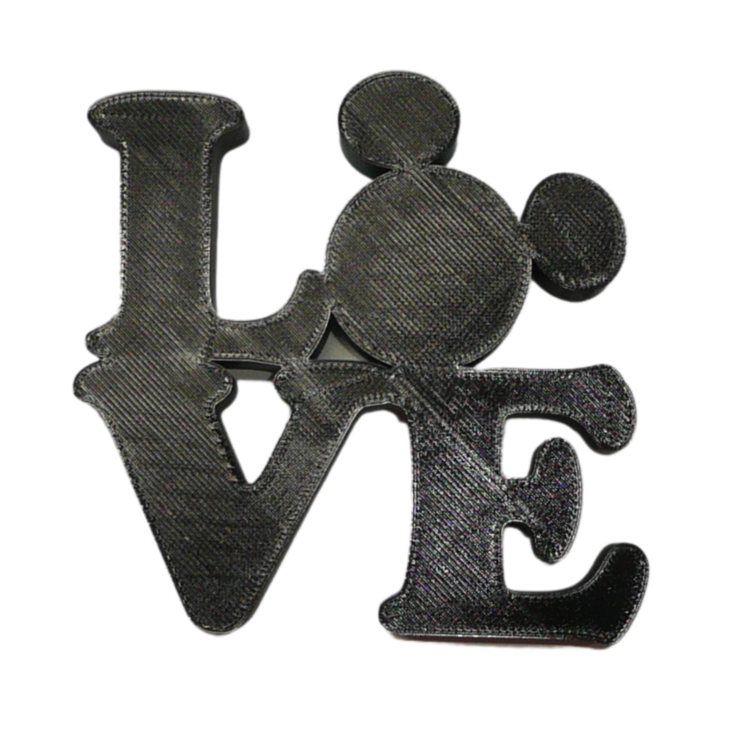LOVE Word Quote With Mickey Mouse Face Head Black Home Decor Made in USA PR761