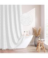 QiyI White Small Stall Shower Curtain Tassel Tufted Geometric 36x72 Inch - €12,93 EUR