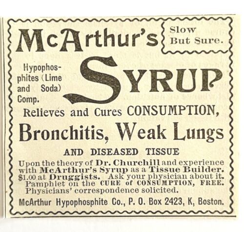 McArthur&#39;s Syrup Lung Medicine 1894 Advertisement Victorian Consumption ... - $19.99