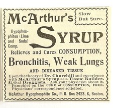 McArthur&#39;s Syrup Lung Medicine 1894 Advertisement Victorian Consumption ... - £15.46 GBP