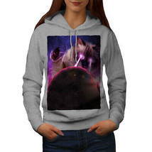 Wellcoda Space Cat Laser Eye Womens Hoodie, Funny Casual Hooded Sweatshirt - £28.99 GBP