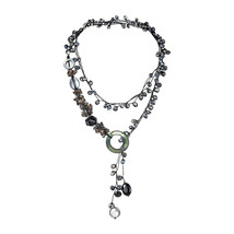 Pretty Black Pearl-Onyx-MOP Long Wrap Around Multi-Wear Necklace - £19.30 GBP