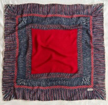 Chanel Red Silk 33 inch Square Scarf Red Blue Shawl - $3,044.21 MXN