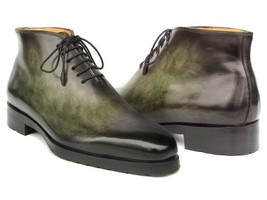 Paul Parkman Mens Shoes Ankle Boots Green Patina Leather Handmade 791GRN57 - $599.99