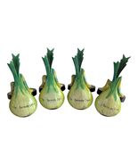 Vintage Bermuda Onion Napkin Rings Set of 4 Hand Painted Wood 1980s Coastal Deco - $21.60