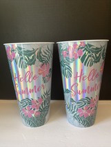 NEW Hello Summer Floral Tumblers Lot Of 2 - £9.02 GBP