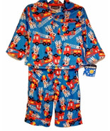 NEW Infant Baby Boys Blue Microfiber Firetruck Dalmatian Pajama Set 12 M - $16.82