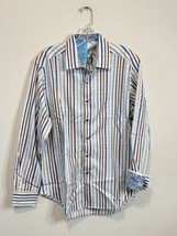 Robert Graham Shirt Mens M Teepee Classic Fit Stripe Jacquard Sport Flip Cuff - $24.74